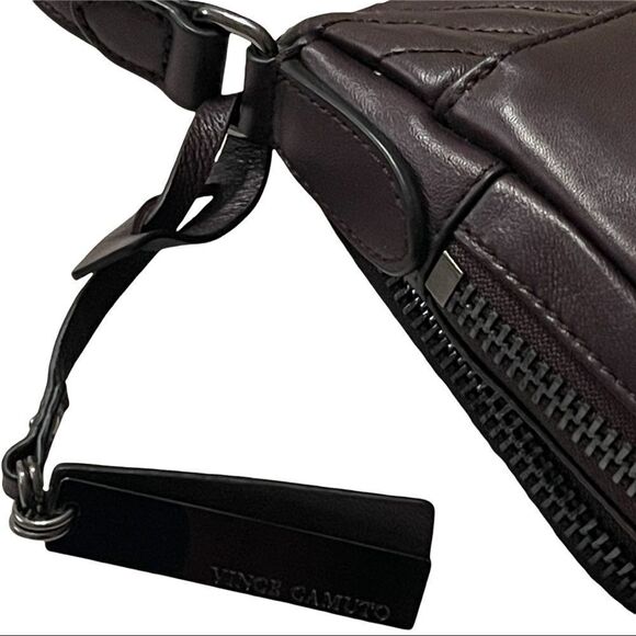 VINCE CAMUTO Bailey Dark Purple Vamp Leather Zip Around Crossbody Bag - Picture 10 of 14